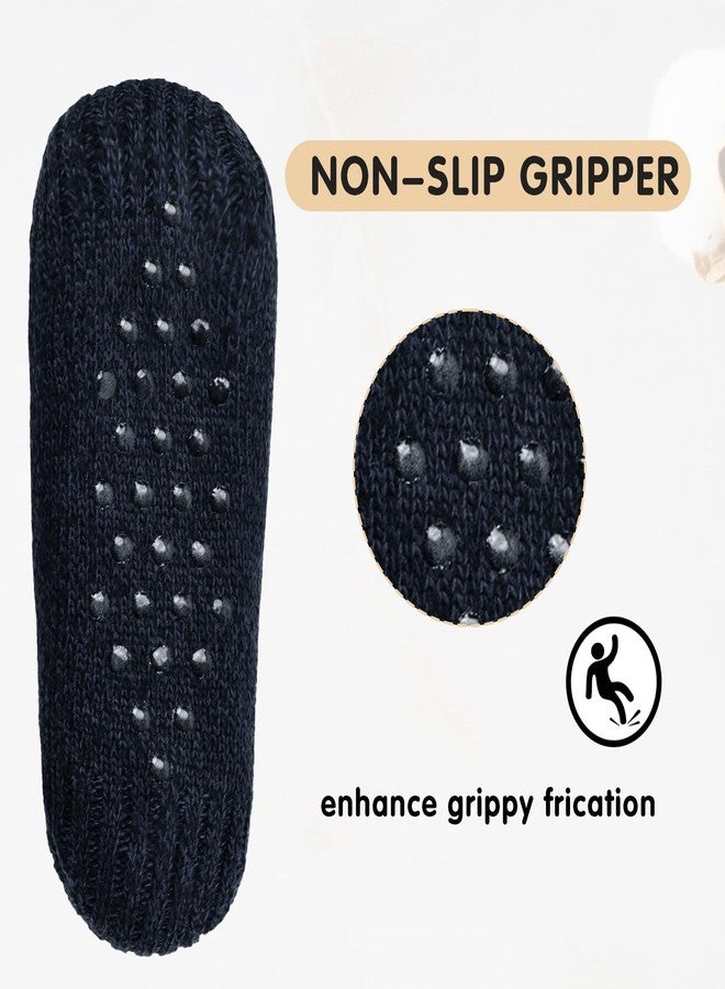 Backche Unisex Fluffy Fuzzy Warm Slipper Socks for Men Women, Thick Fleece Lined Non-Slip Socks Indoor Floor Black - Image 4